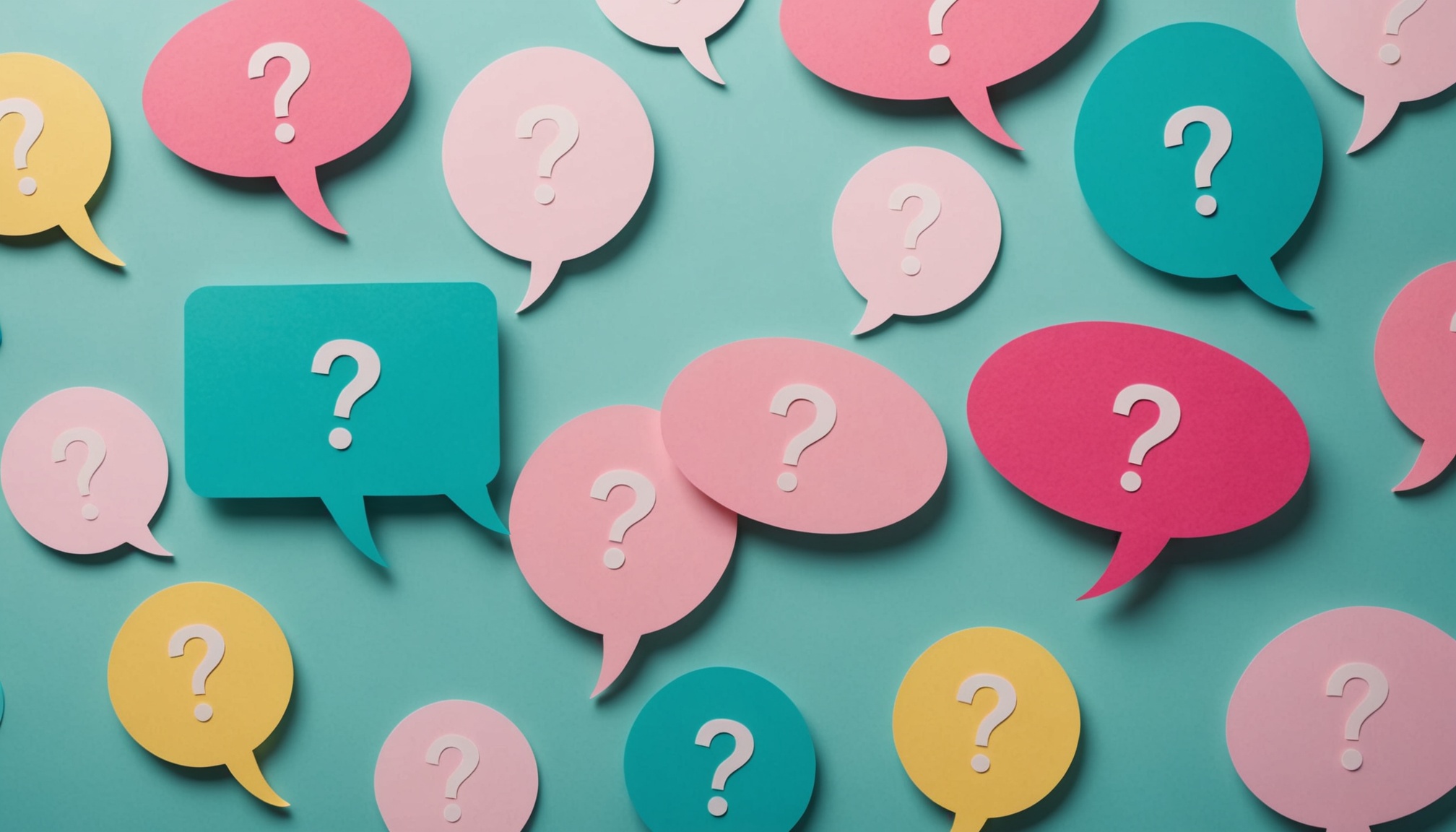 Une bulle de dialogue en papier découpé, symbole des questions fréquentes